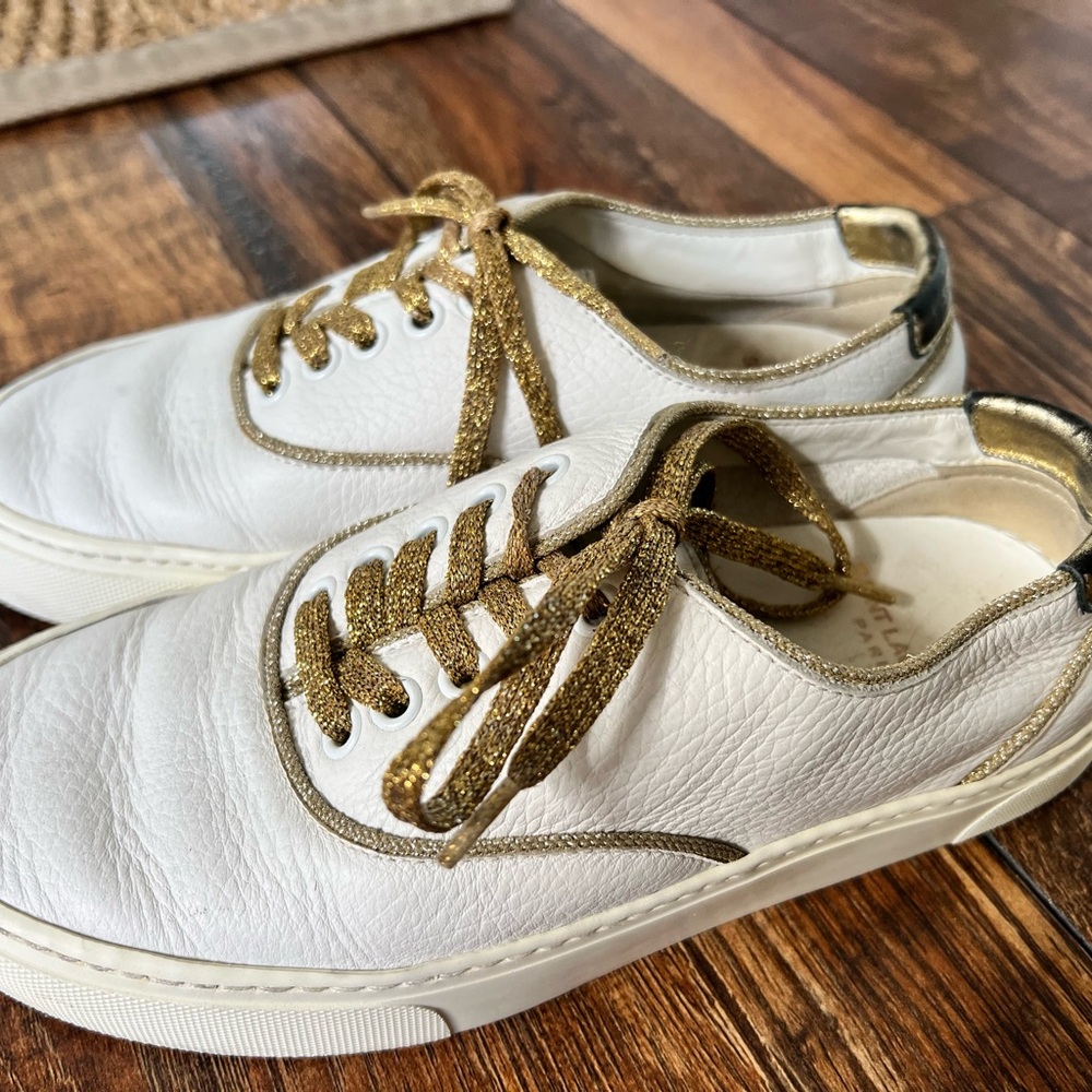 Saint Laurent White and Gold Sneakers - Picture 3 of 10